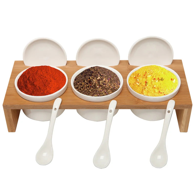 3-Piece Bamboo Tray Condiment Server Set