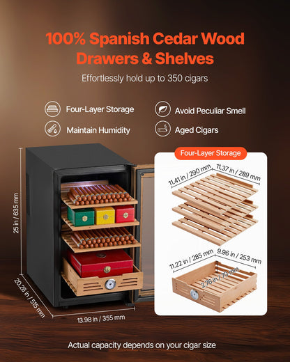 Spanish Cedar Wood Electric Humidor, 48L Cabinet