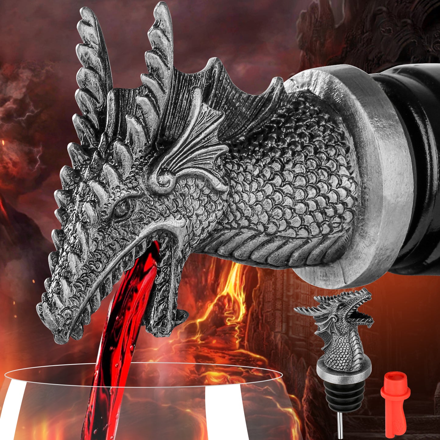 Dual Function Dragon Faucet Dispenser Bottle Stopper
