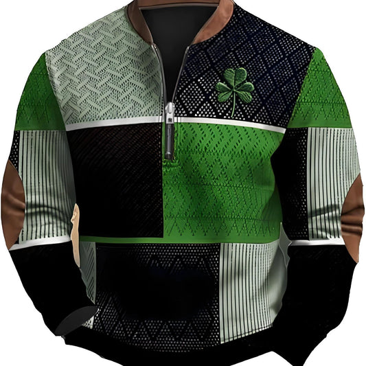 Four-Leaf Clover Patchwork 1/4 Zip Pullover