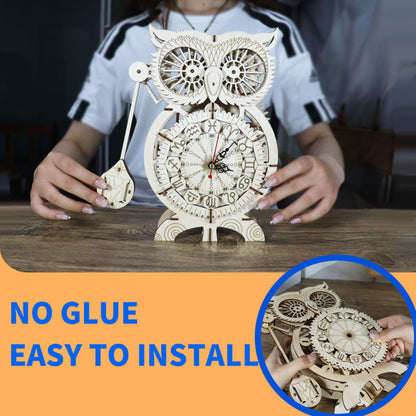 3D Wooden Puzzle Kits - 86pc Owl Clock Model