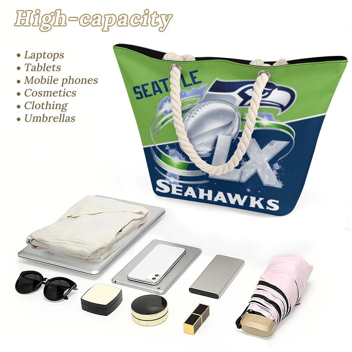 Superbowl LX - Seahawks Hemp Rope Tote Bag