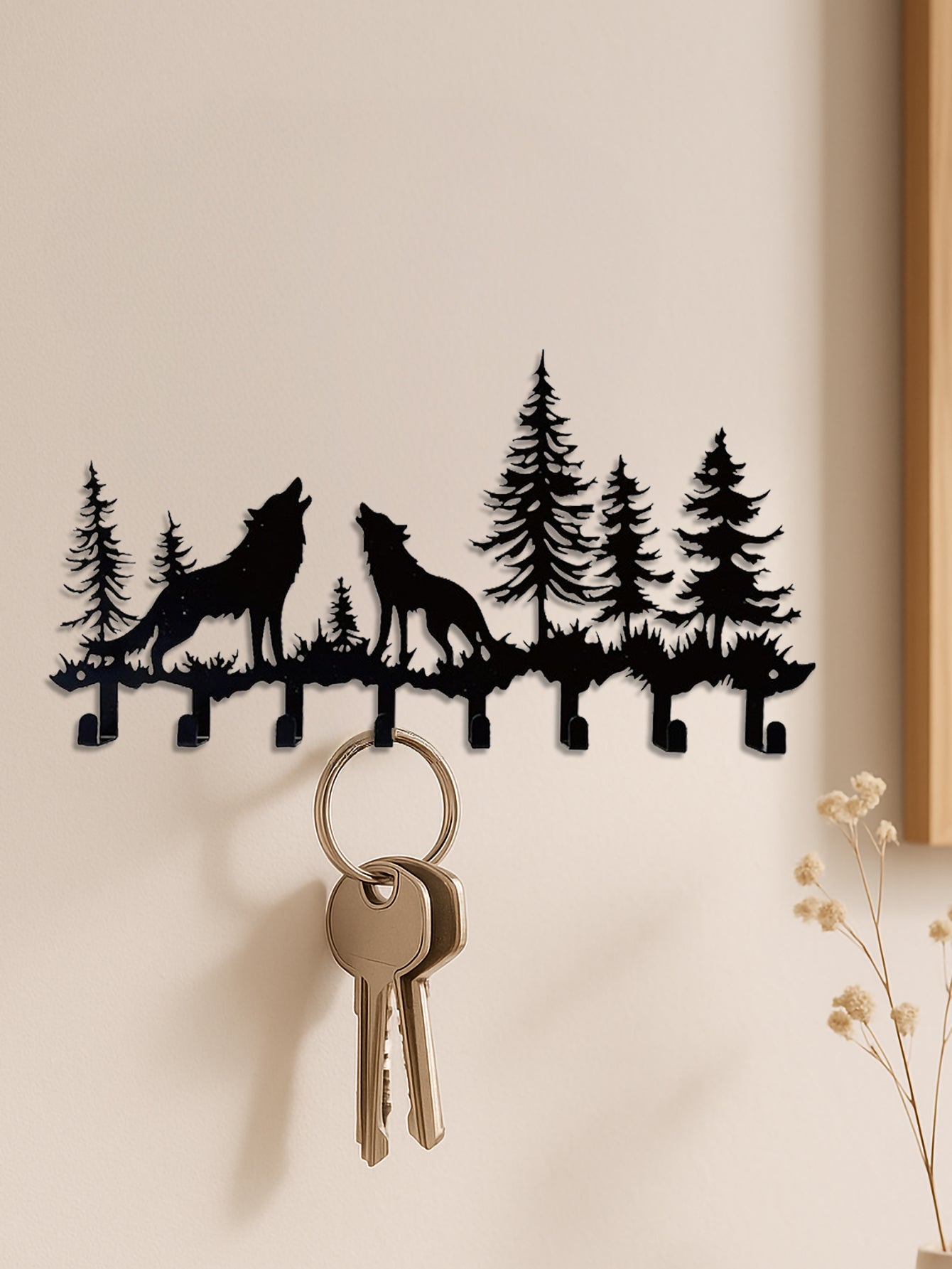 Wolf & Trees 8-Hook Wall Mount Hanging Rack