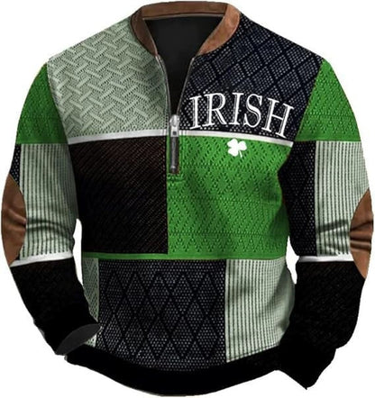 Four-Leaf Clover Patchwork 1/4 Zip Pullover