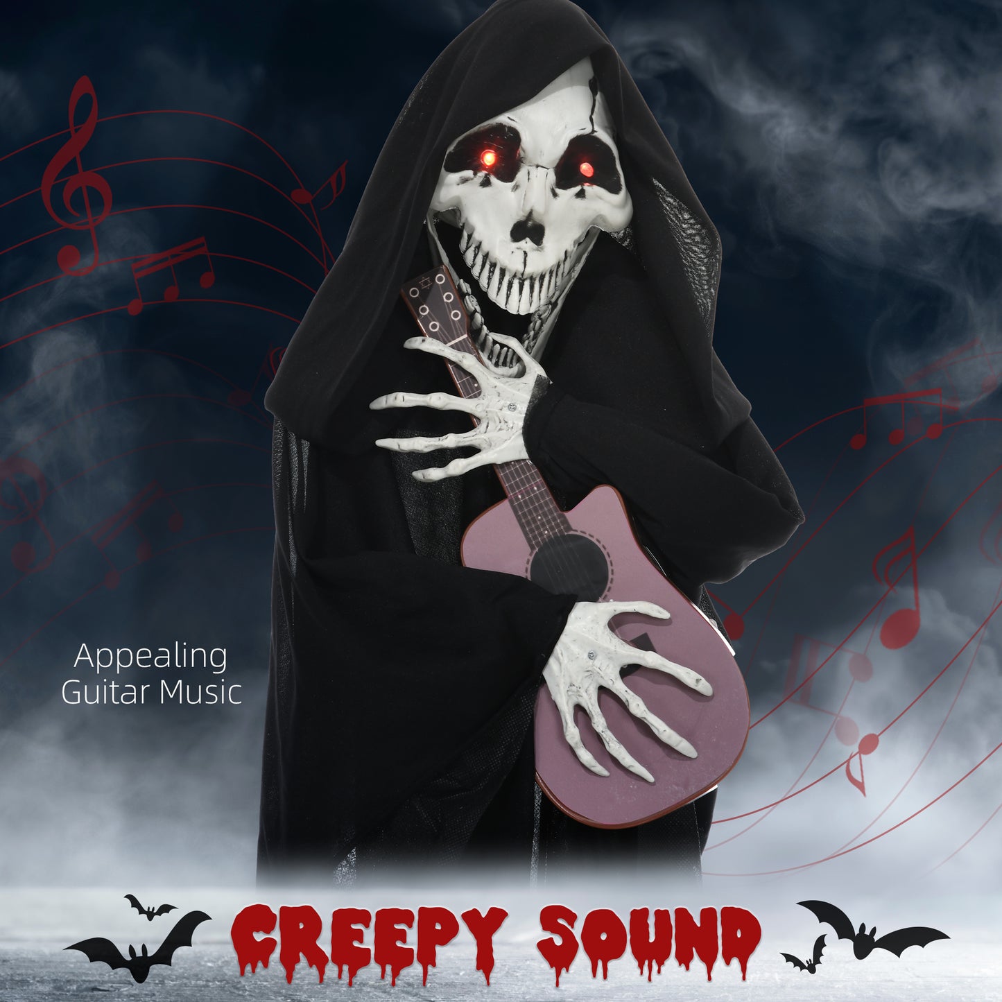 Guitar-Playing Grim Reaper Outdoor Halloween Animatronic