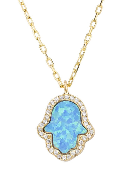 925S Hamsa Opalite Turquoise Necklace - Shop Jobie