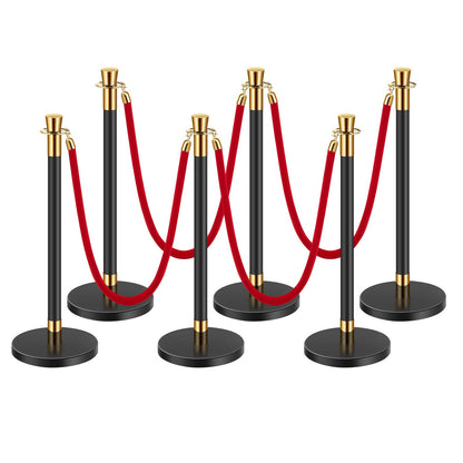 Stanchion & Velvet Rope Barrier Set - Red