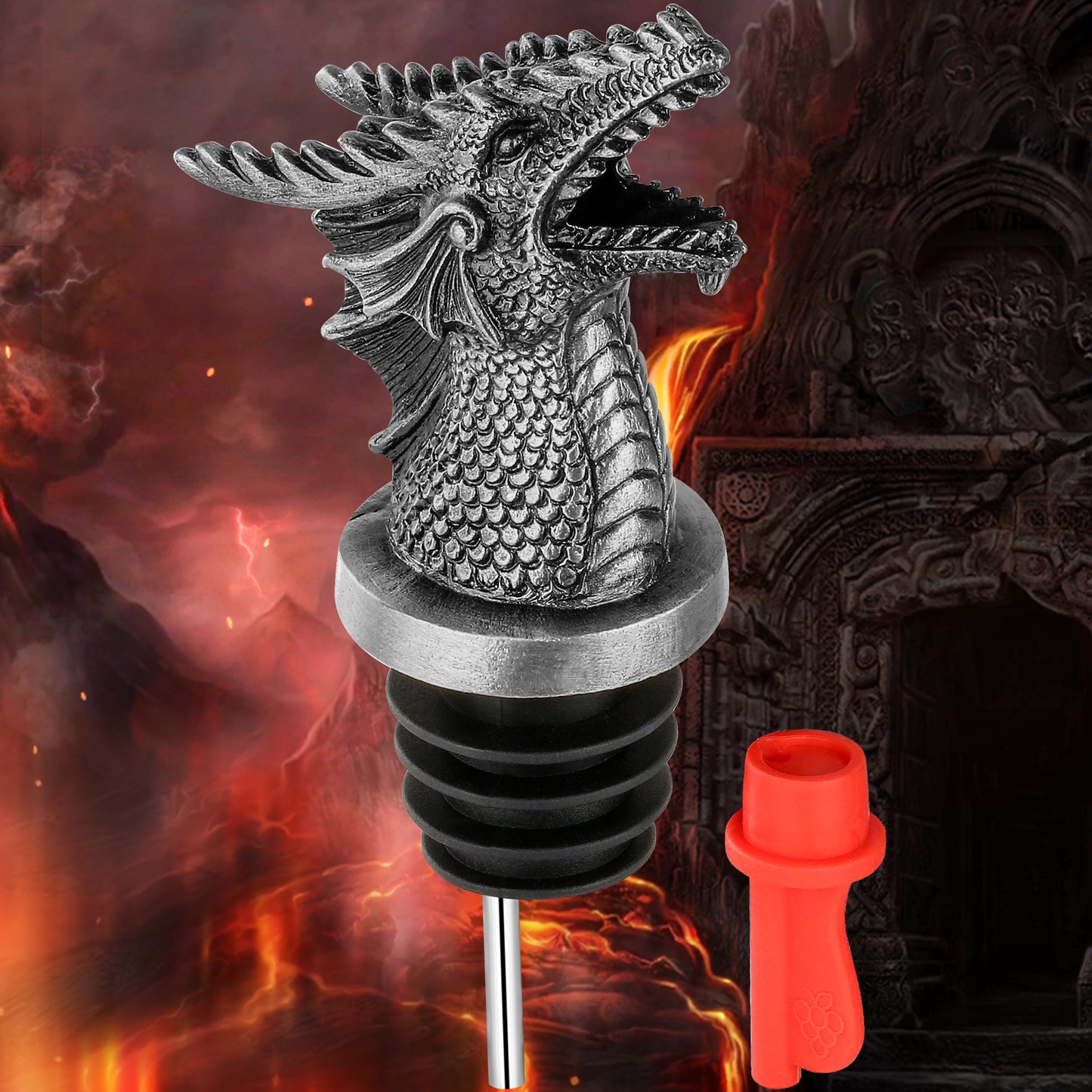 Dual Function Dragon Faucet Dispenser Bottle Stopper