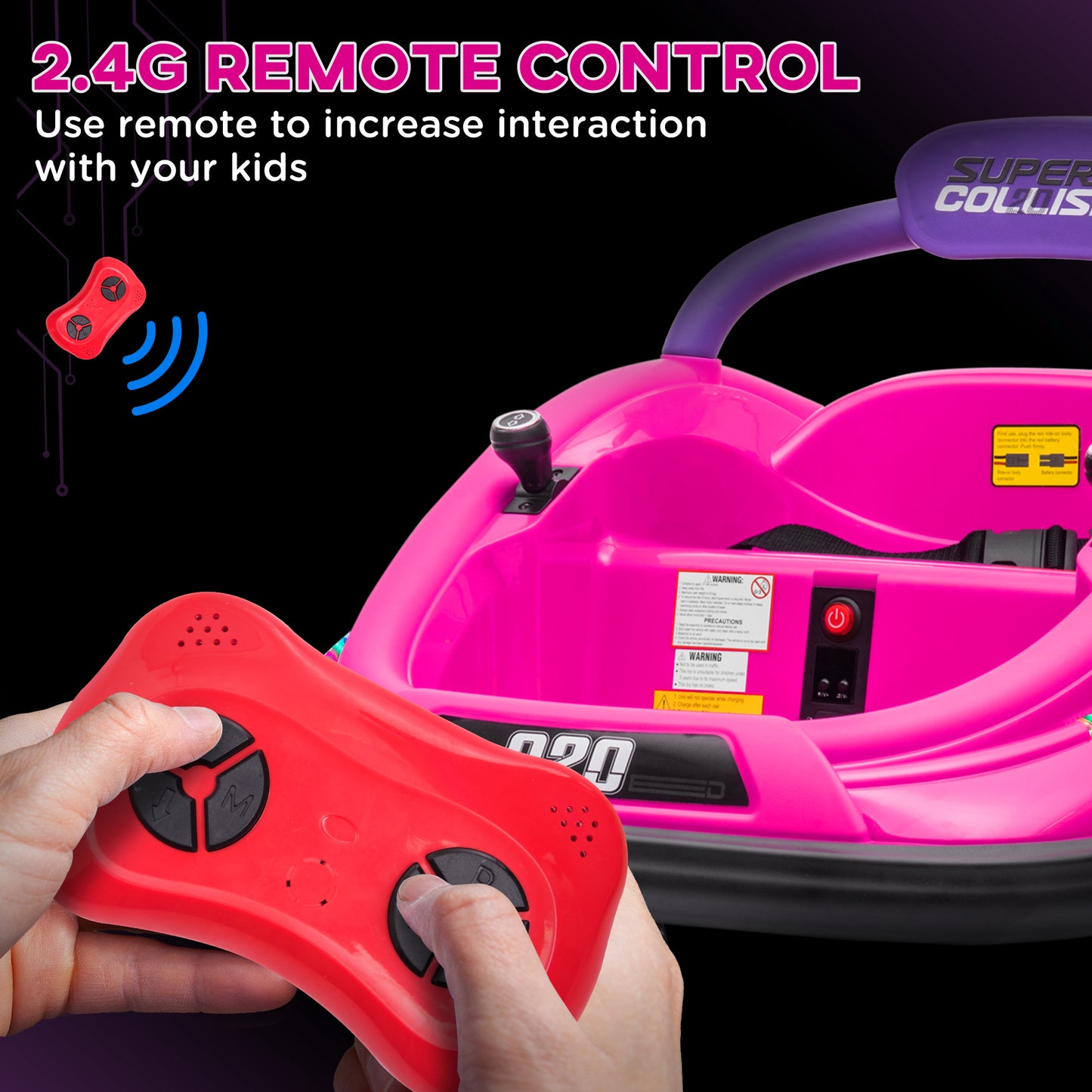 12V Bumper Car w/Remote Control - Pink