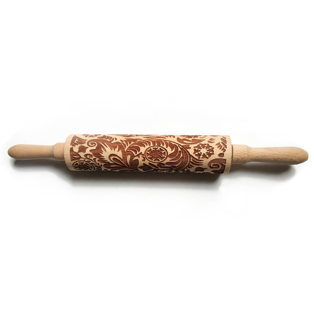 Embossing Rolling Pin w/Snowflake Vine Pattern