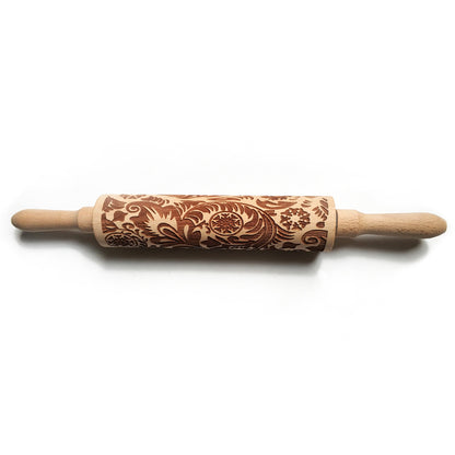 Embossing Rolling Pin w/Snowflake Vine Pattern