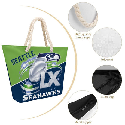Superbowl LX - Seahawks Hemp Rope Tote Bag