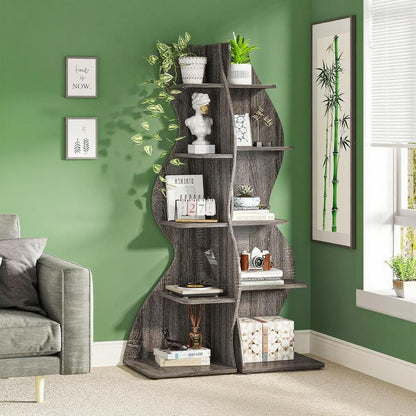 5-Tier Wavy Corner Bookshelf