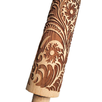 Embossing Rolling Pin w/Snowflake Vine Pattern