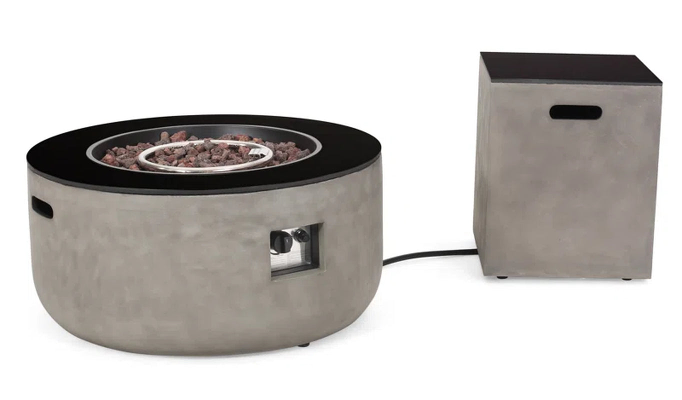 Amorae 15" H X 31" W Concrete Propane Outdoor Fire Pit