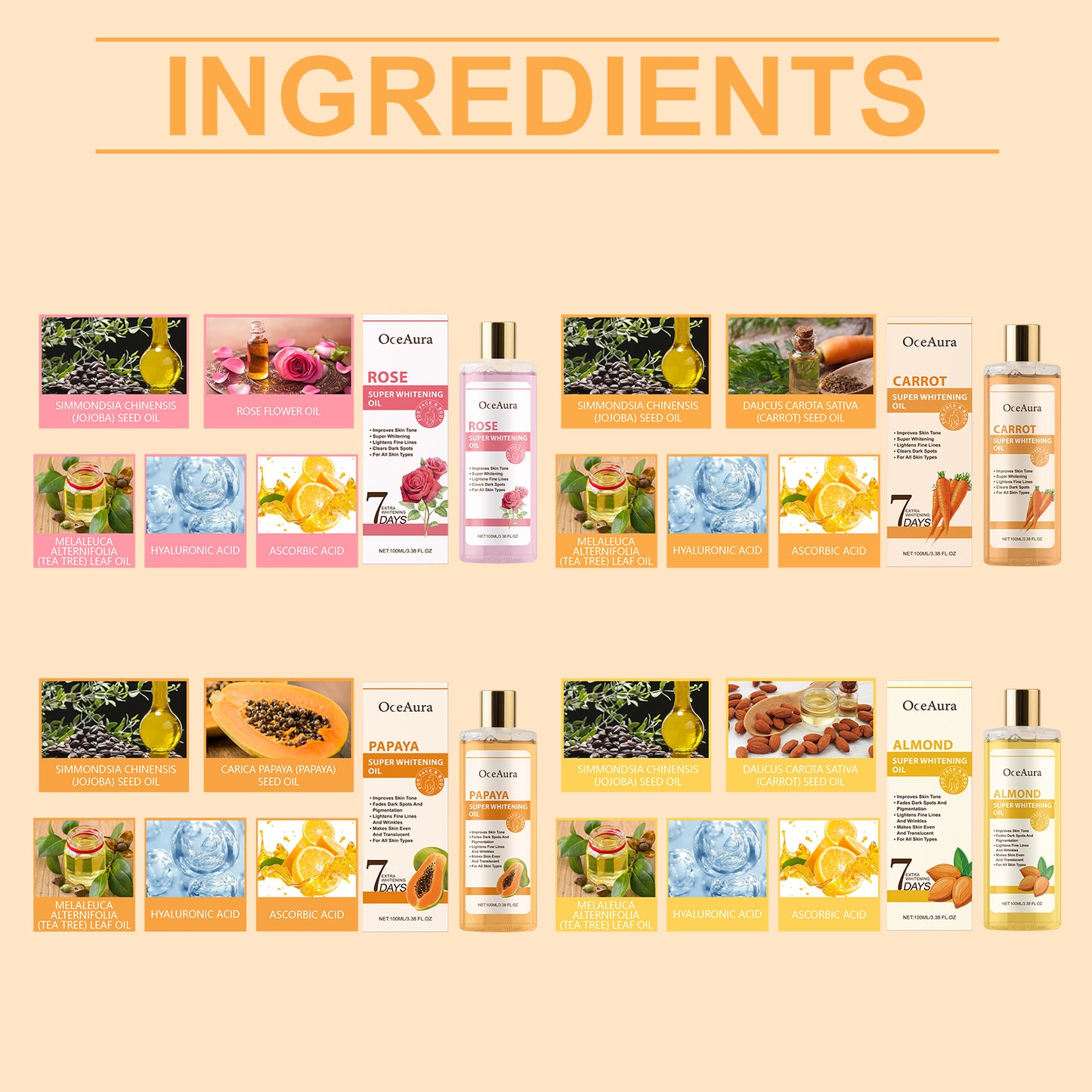 OceAura 7 Day Nourishing Beauty Oils - ROSE