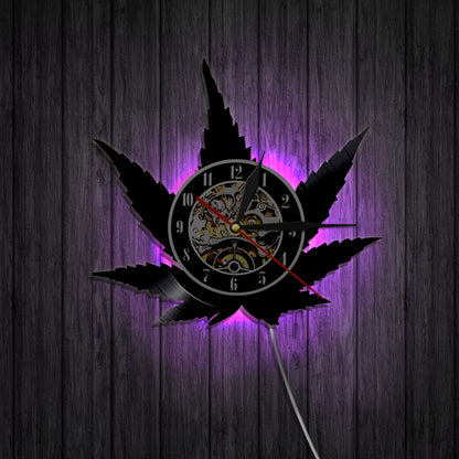 Black Vinyl Weed Wall Clock