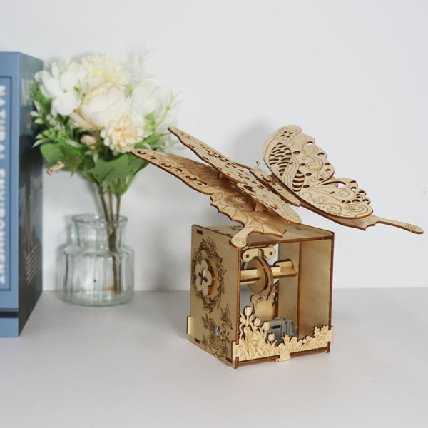 3D Wooden 67 pc Butterfly Music Box Puzzle