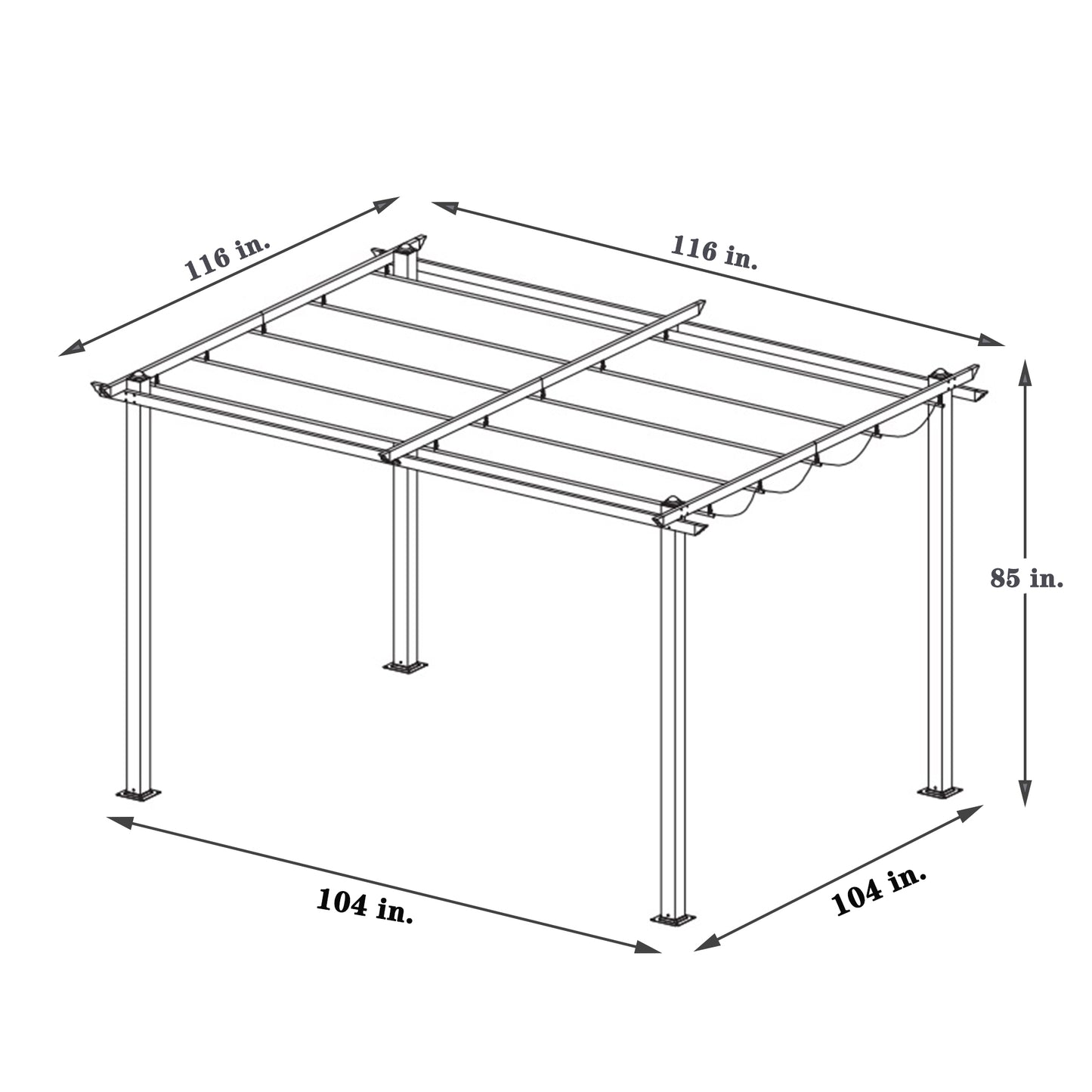 10x10 Ft Outdoor Patio Retractable Pergola