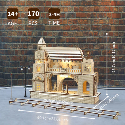3D Wooden Puzzle 170pc DIY Railway Station Model Kit