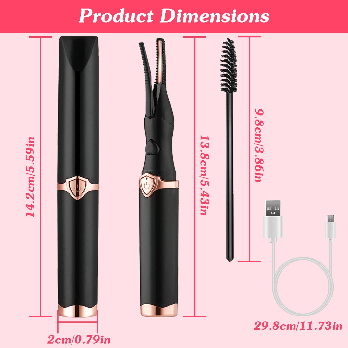 2 In 1 Clip Comb Heated Electric Mini Eyelash Curler