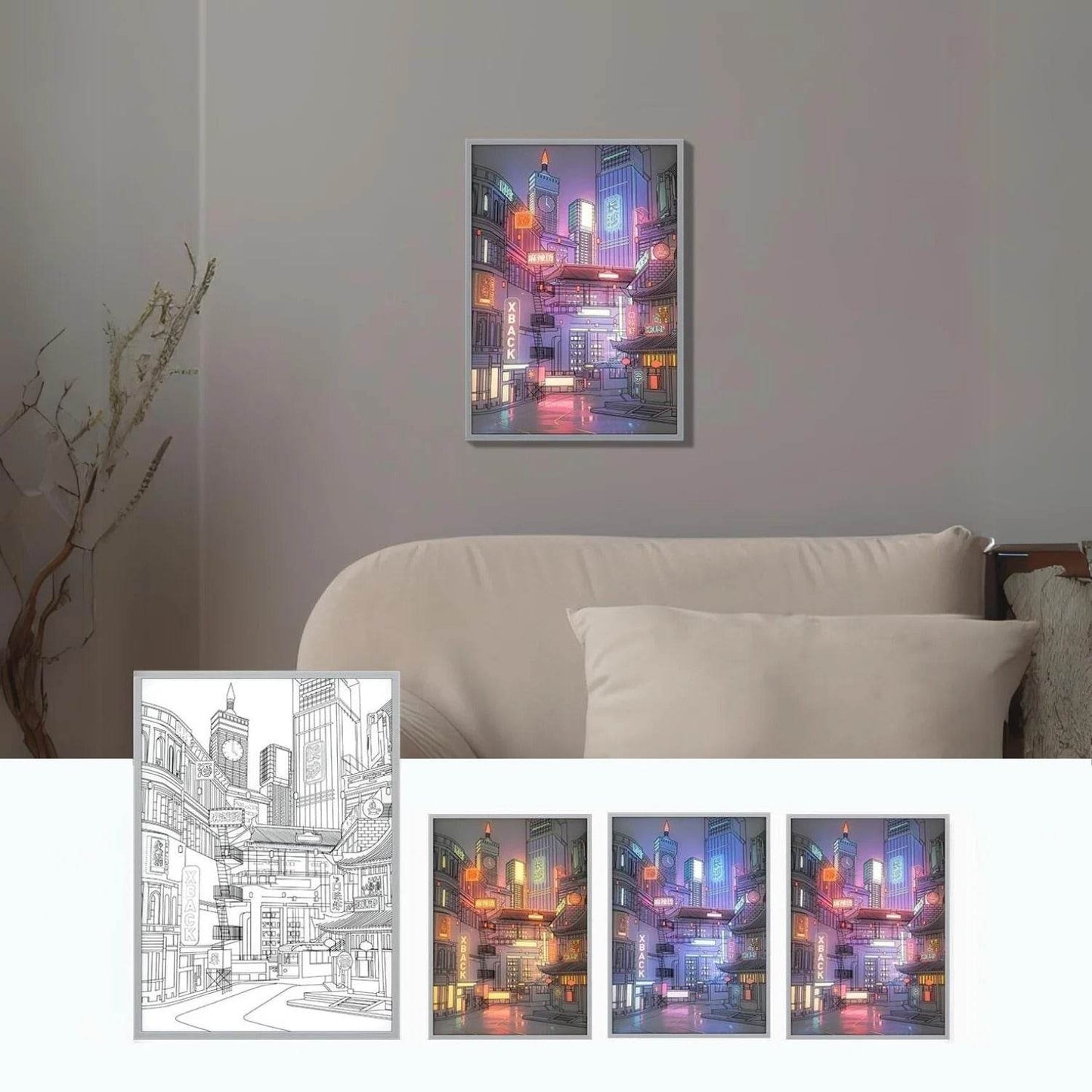 Anime Reactive LED City Night View Painting - Shop Jobie