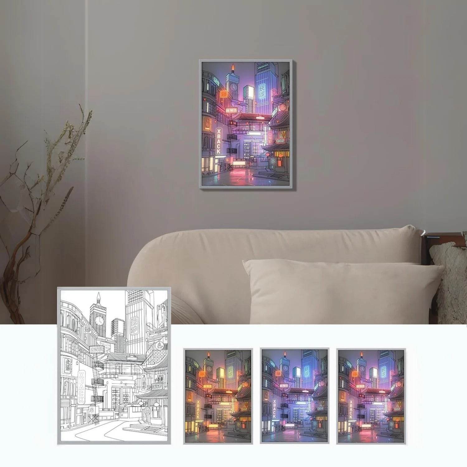 Anime Reactive LED City Night View Painting - Shop Jobie