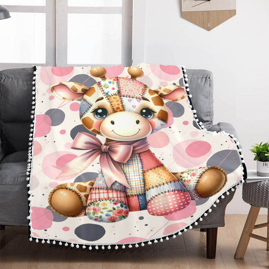 Baby Giraffe Pom Pom Fringe Blanket - Shop Jobie