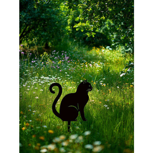 Silhouette - Rusty Cute Cat Home Garden Stake Decor