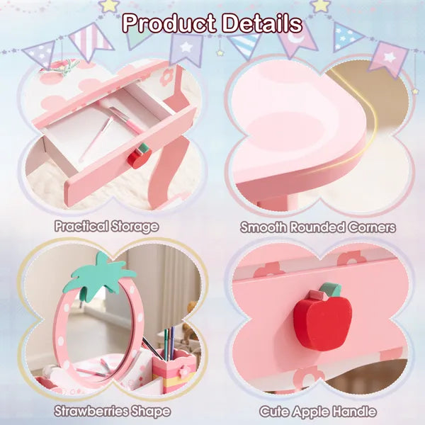 Kid's Vanity Desk Set w/Apple Accents
