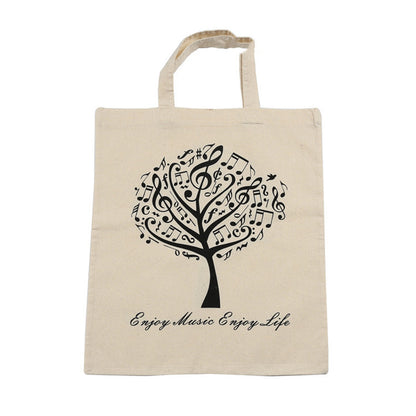 DEBBIE IDEA  Piano Musical Note Tree Bear Movement Cotton Handy Eco Sheet Music Bag