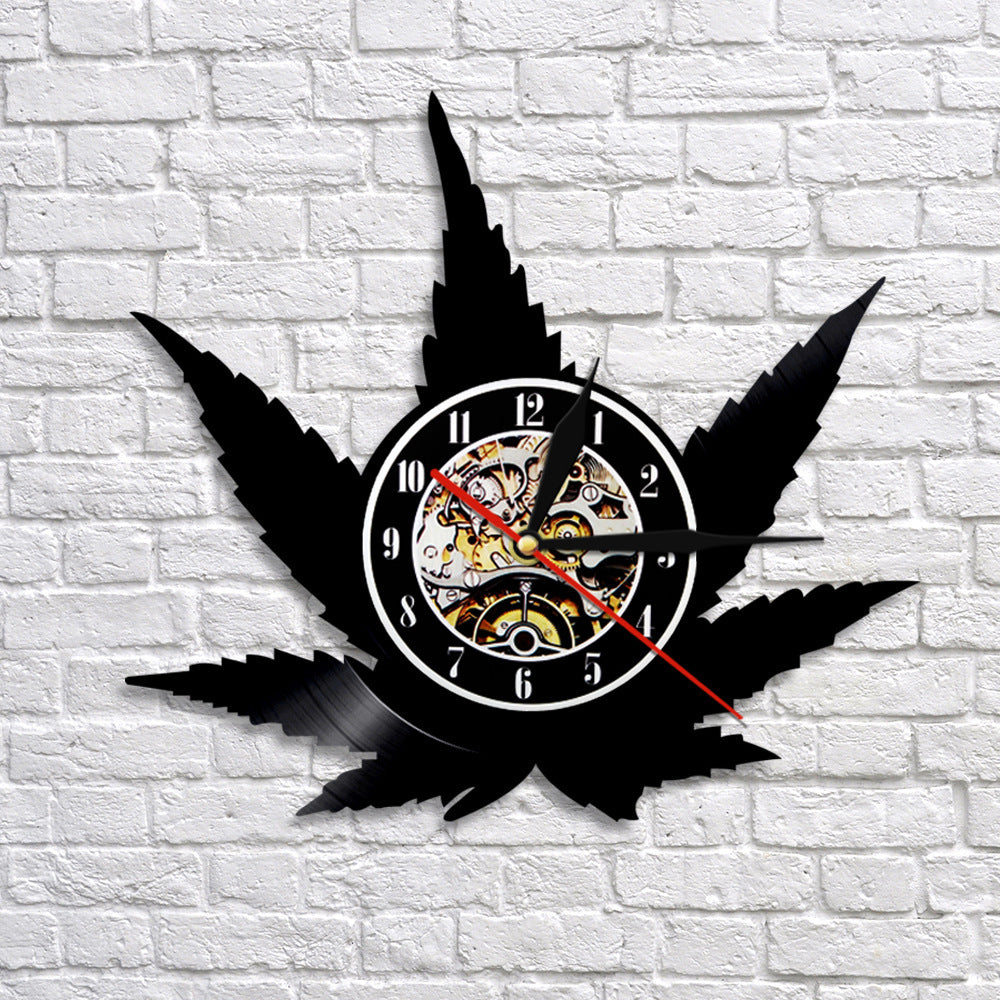 Black Vinyl Weed Wall Clock