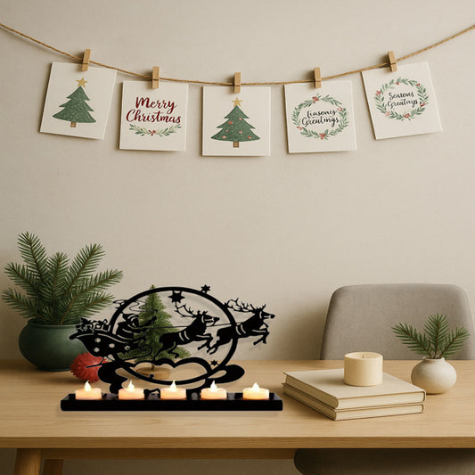 Silhouette - Santa & Reindeer Candle Holder