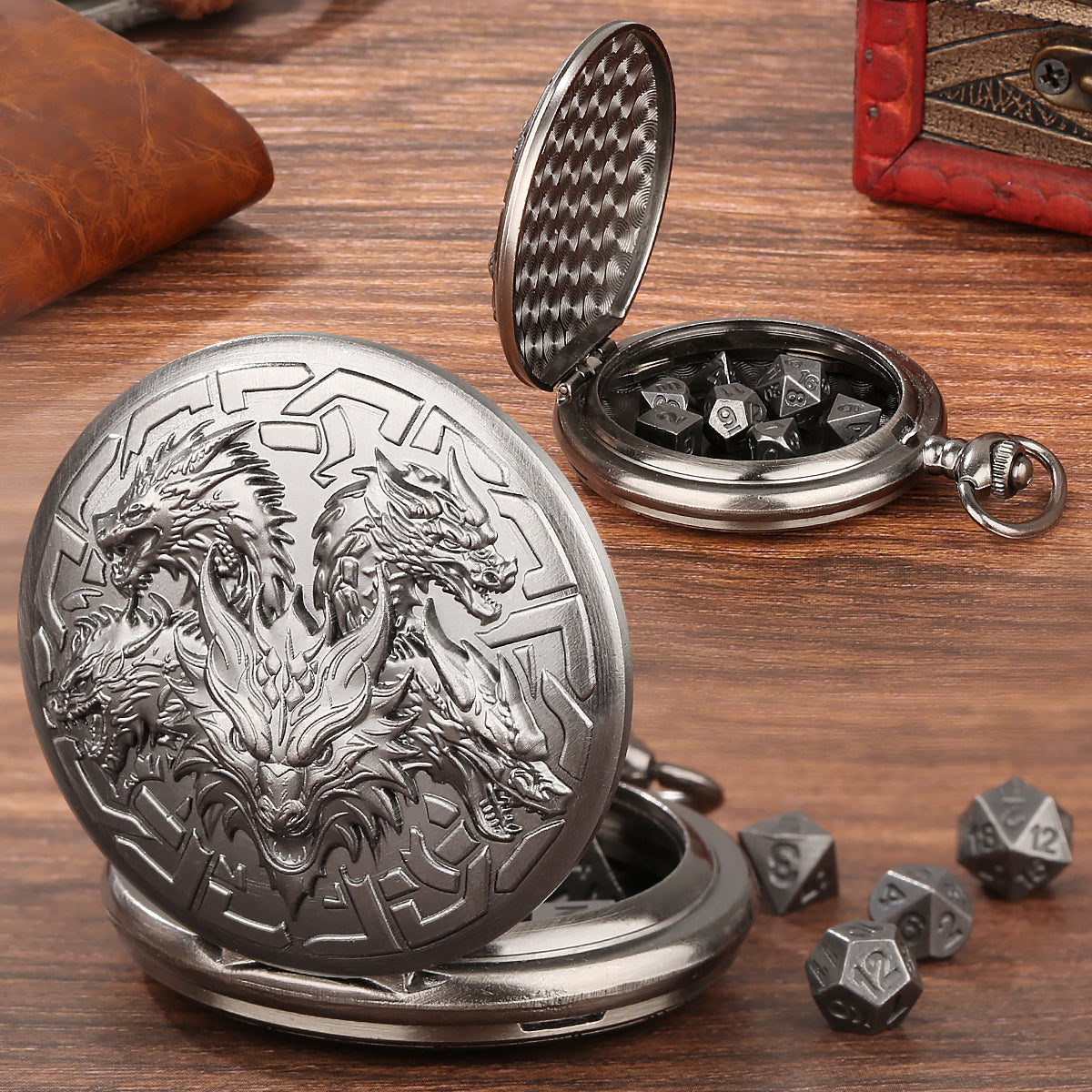 Pocket Watch Shaped Tabletop DND Game Dice Set