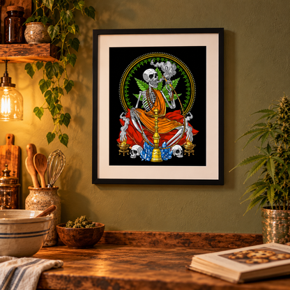 Buddha Skeleton Frameless Canvas Piece