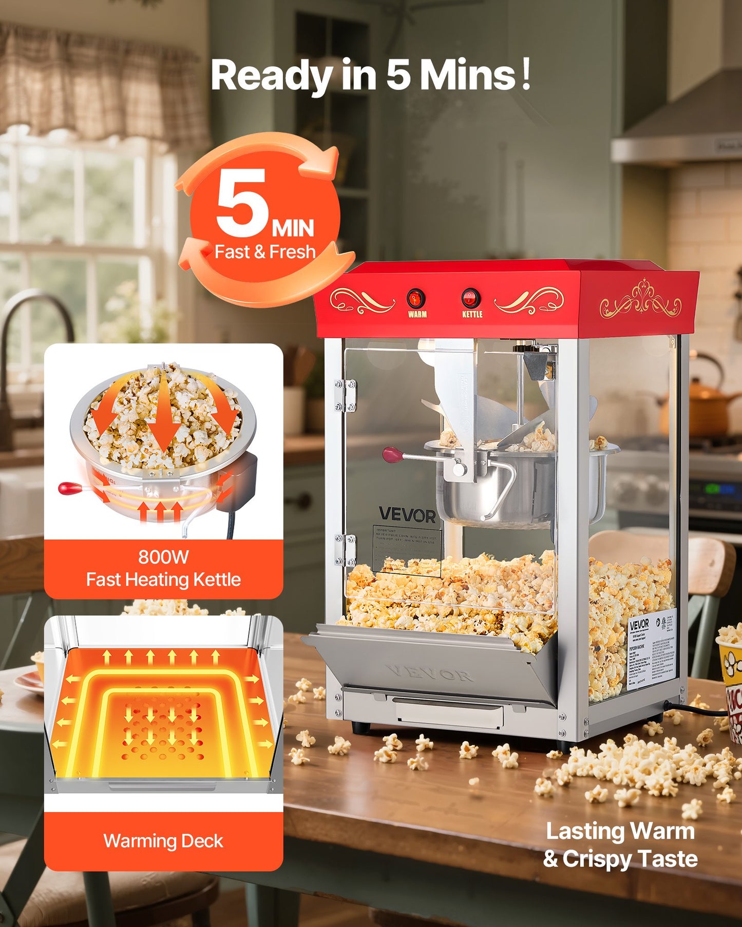 Red Retro Popcorn Countertop Machine