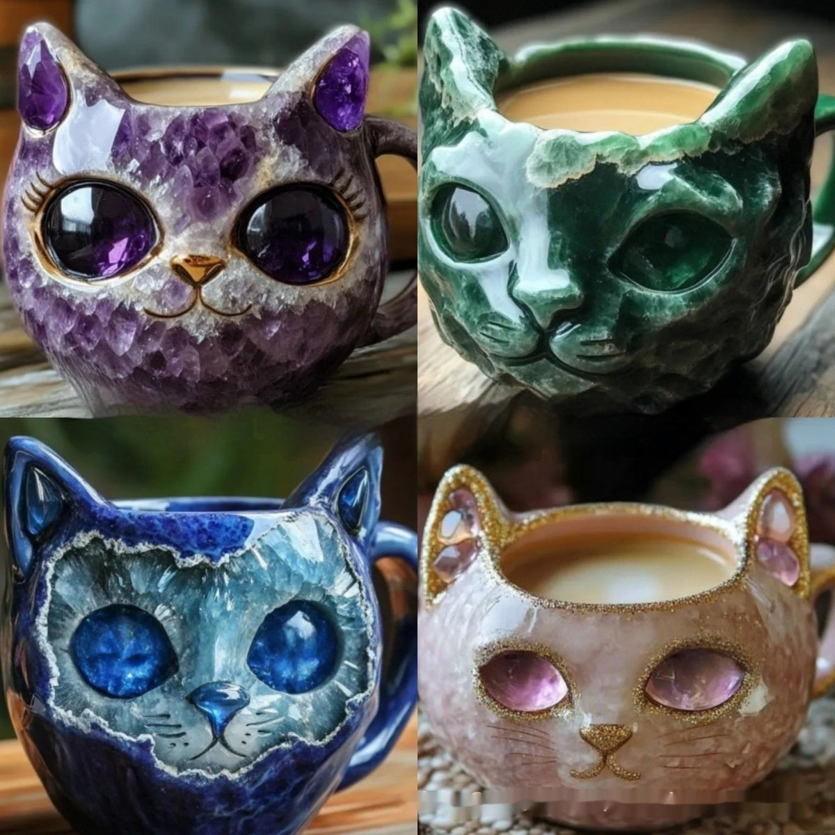 Geode Crystal Cat Resin Mug