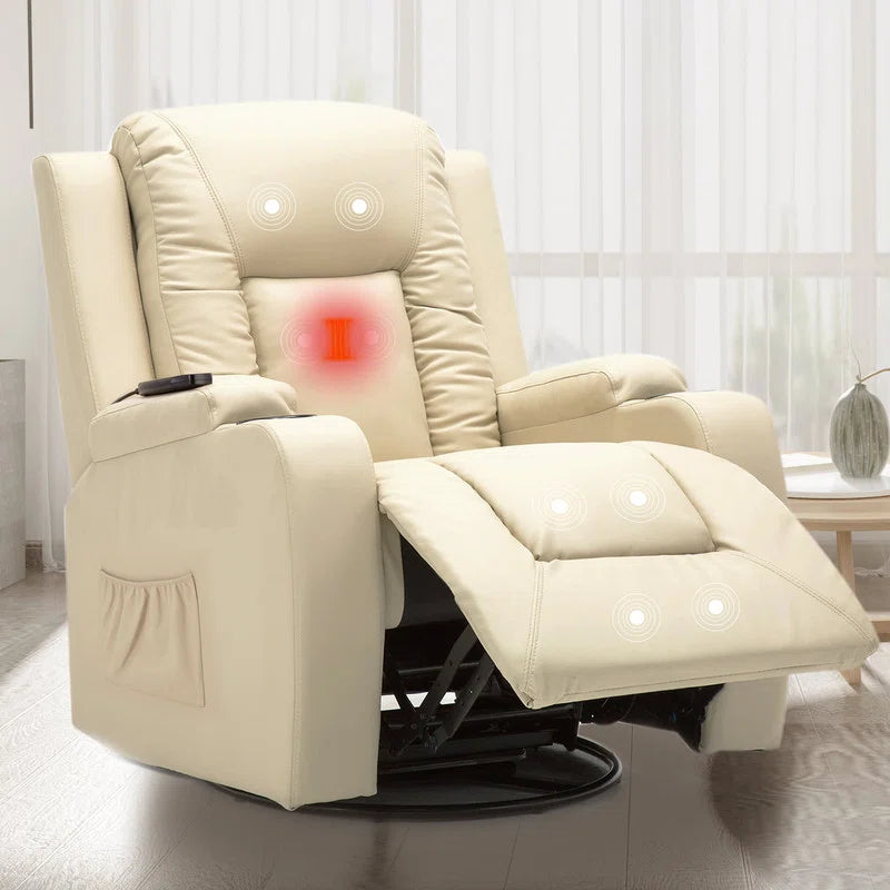 Recliner Chair with Massage and Heated Modern Swivel Rocker Recliner Sofa Leather Recliners with Cup Holders