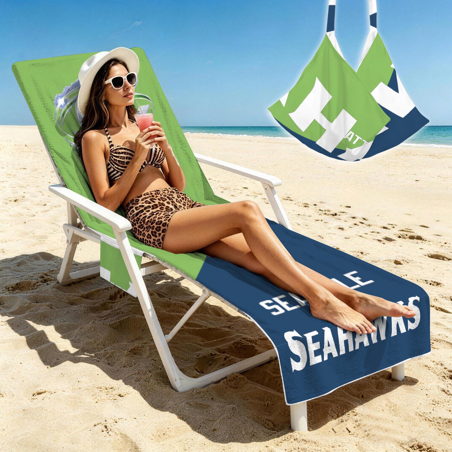 Beach Chair Cover & Portable Lounge Tote
