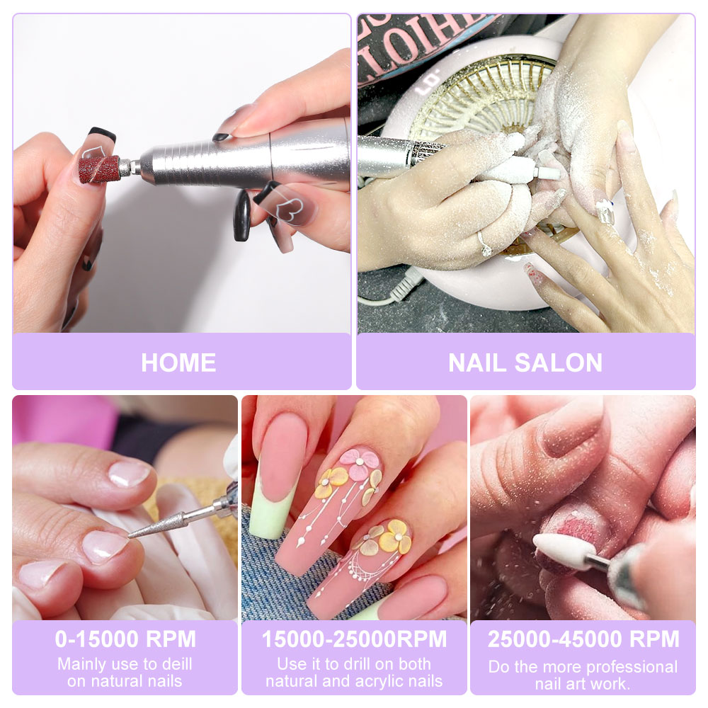 45,000 RPM Portable Nail Drill w/LED Screen Display