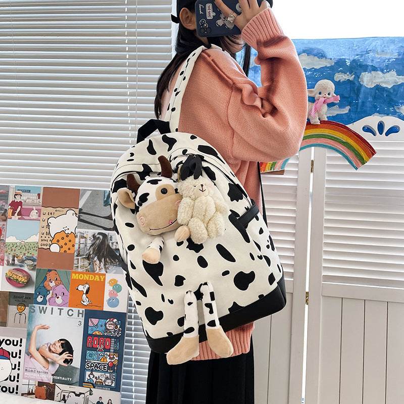 Cartoon Cow Doll Girl's Schoolbag Personalized Backpack - Shop Jobie