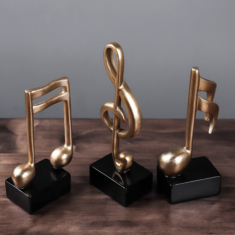Golden Musical Note Figurines