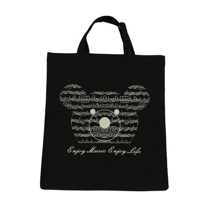 DEBBIE IDEA  Piano Musical Note Tree Bear Movement Cotton Handy Eco Sheet Music Bag