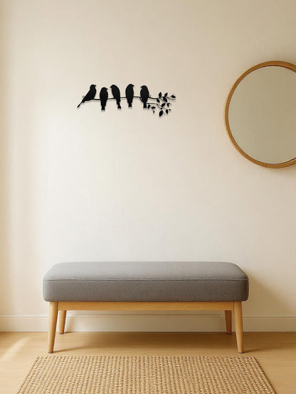 Silhouette - Birds On A Branch Wall Art