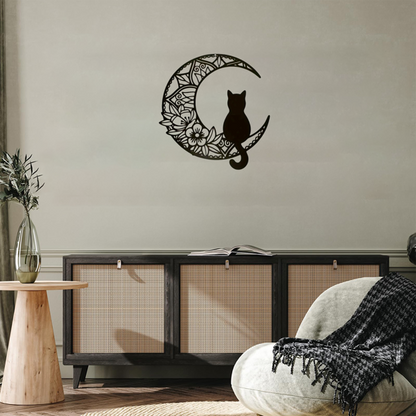 Silhouette - Boho Crescent Cat Wall Decor