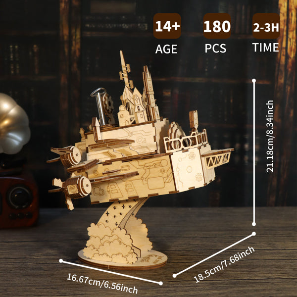 3D Wooden Puzzles Kits - 180pc Moving Castle Music Box
