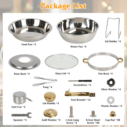 4Pc Stainless Steel Chafing Dish Serving Set