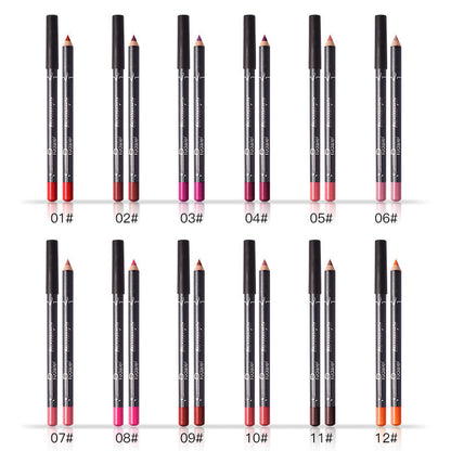 12-Color Lip Liner Pencil Set