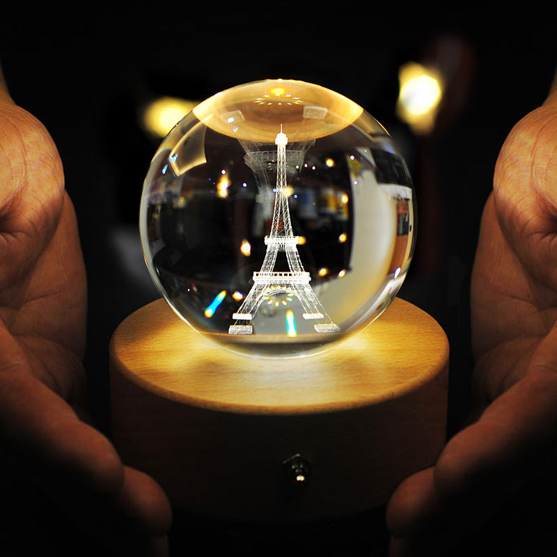 Crystal Ball Luminous Rotating Music Box