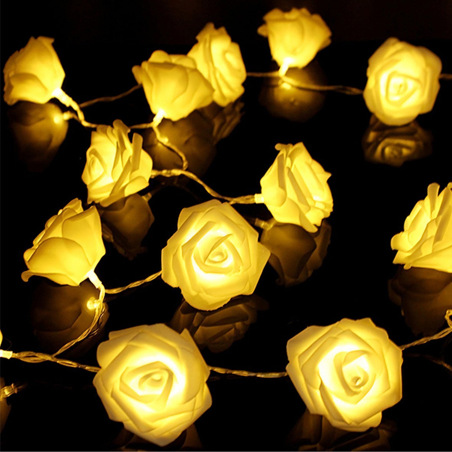 2pk Rose String Lights Set (40 LEDs Total)